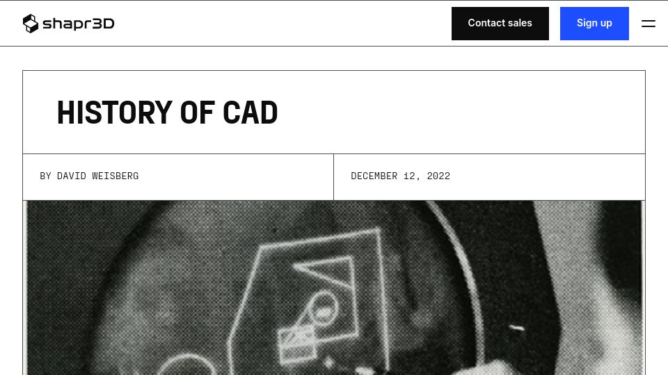 Screenshot of shapr3d.com: History of CAD