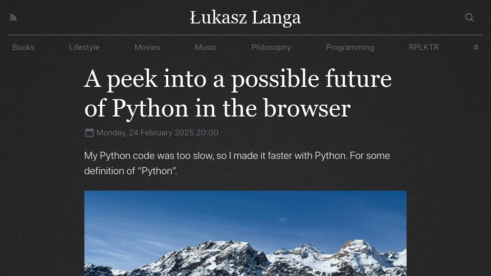 Screenshot of lukasz.langa.pl: A possible future of Python in the browser