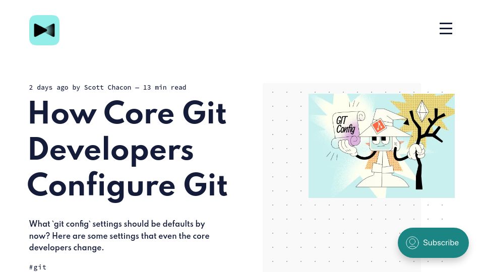 Screenshot of blog.gitbutler.com: How Core Git Developers Configure Git