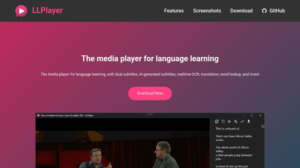 Screenshot of llplayer.com: Show HN: LLPlayer – a media player with OpenAI Whisper