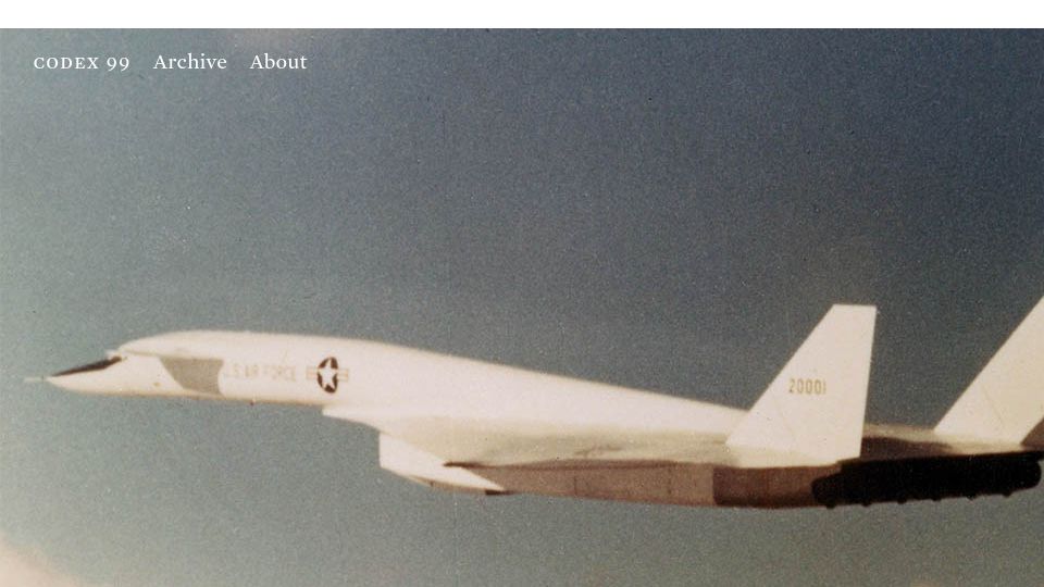 Screenshot of codex99.com: The XB-70 (2019)