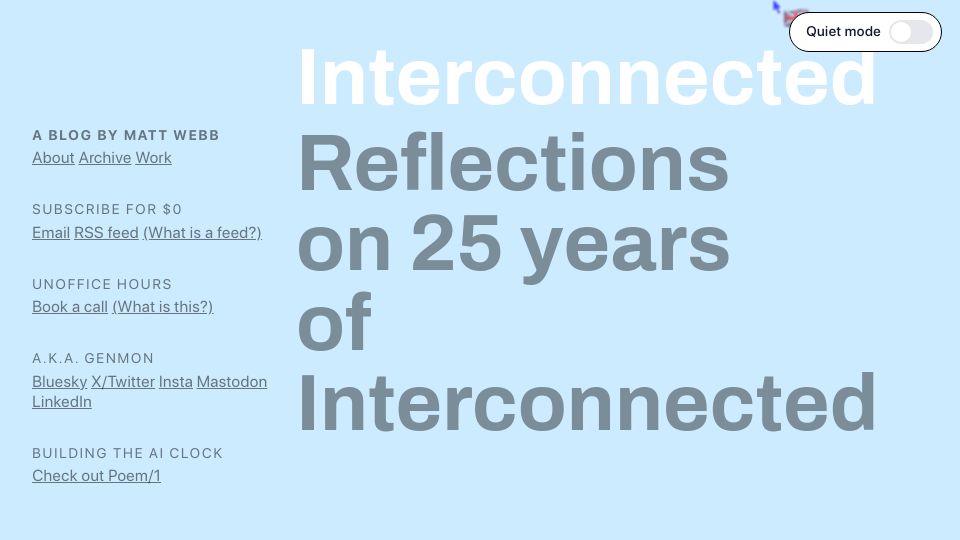 Screenshot of interconnected.org: Reflections on 25 Years of Blogging