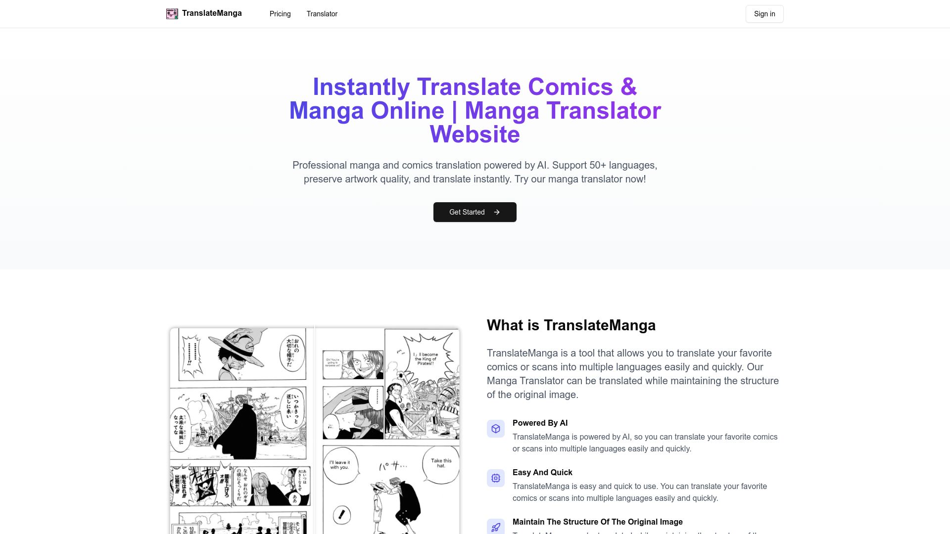 Screenshot of translatemanga.net: Show HN: Instantly Translate Manga – TranslateManga
