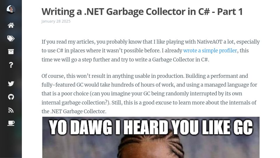 Screenshot of minidump.net: Writing a .NET Garbage Collector in C# – Part 1