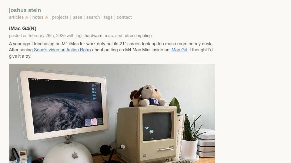 Screenshot of jcs.org: iMac G4(K)