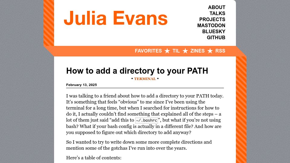 Screenshot of jvns.ca: How to add a directory to your PATH