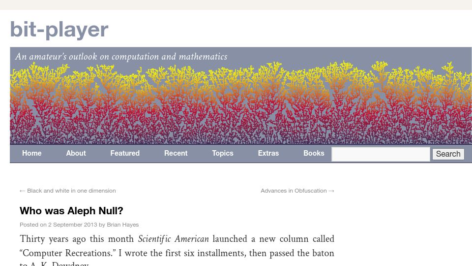 Screenshot of bit-player.org: Who was Aleph Null? (2013)