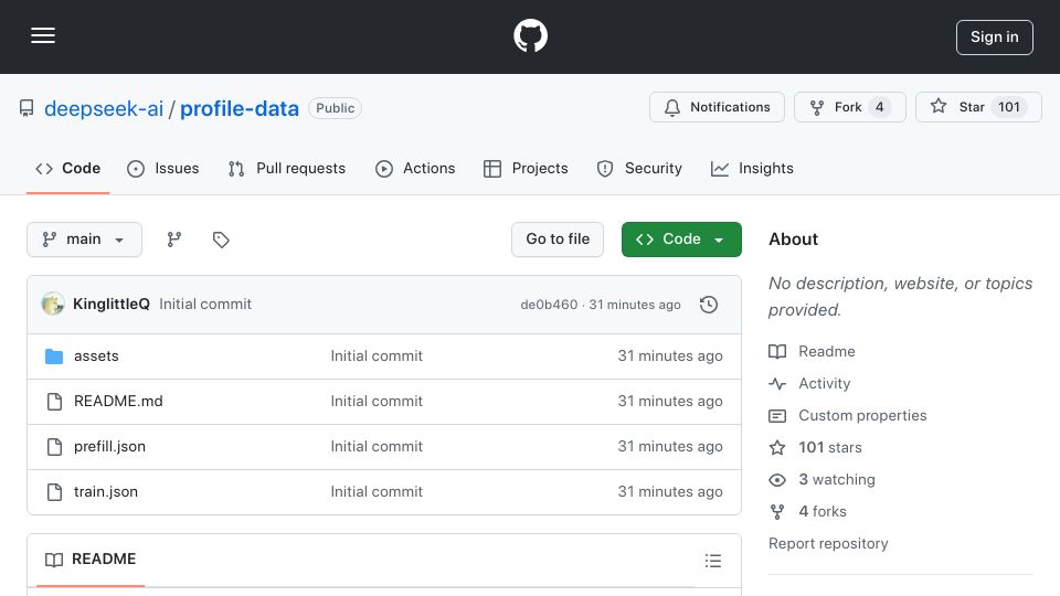 Screenshot of github.com: DeepSeek Open Source Optimized Parallelism Strategies, 3 repos