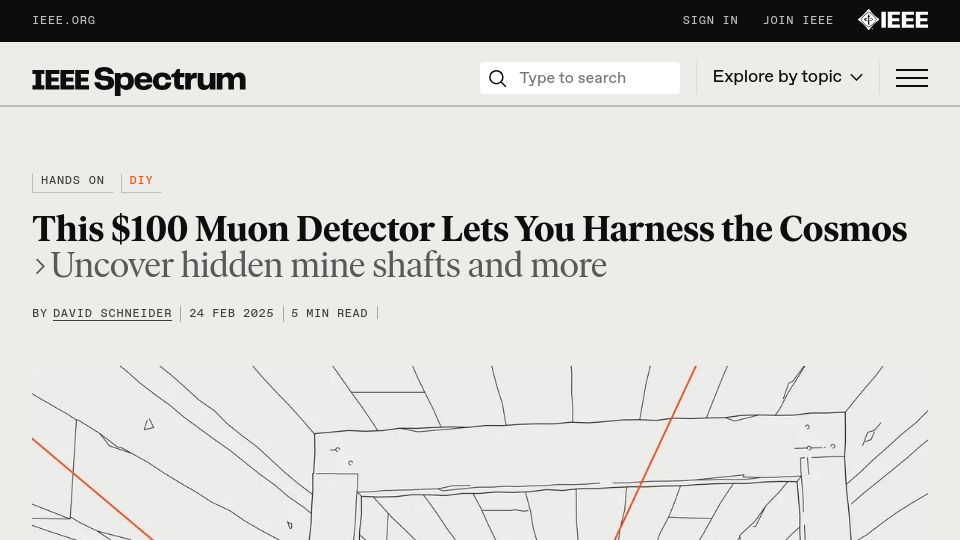 Screenshot of spectrum.ieee.org: A $100 DIY muon tomographer