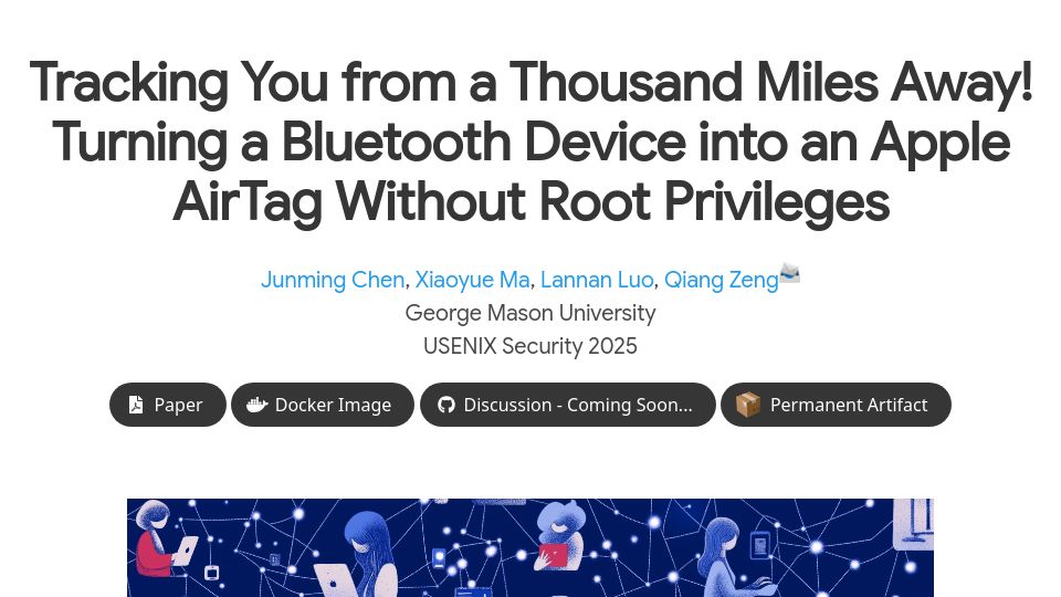 Screenshot of nroottag.github.io: Turning a Bluetooth device into an Apple AirTag without root privileges