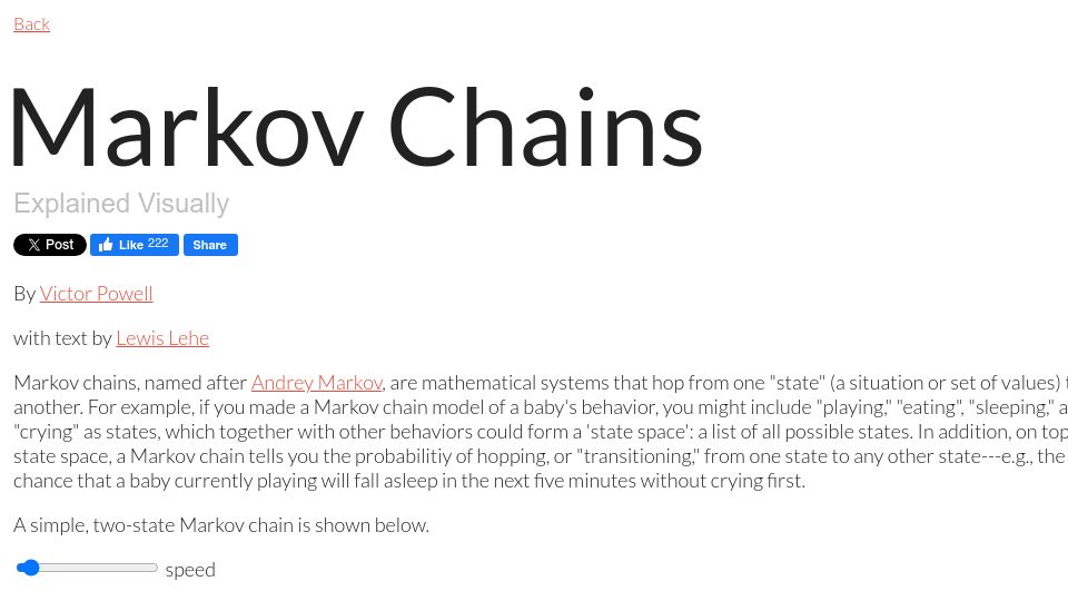 Screenshot of setosa.io: Markov Chains Explained Visually (2014)