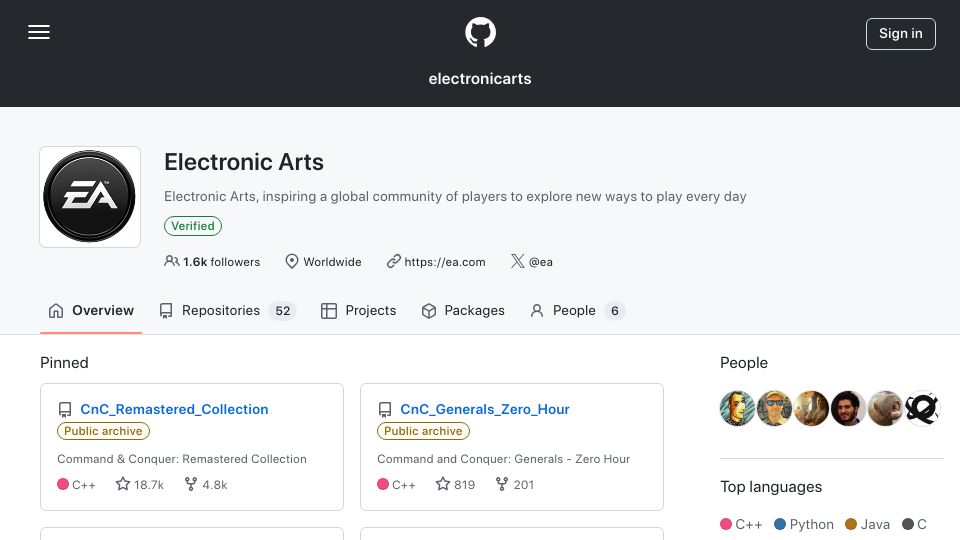 Screenshot of github.com: Some Command & Conquer games are now open source