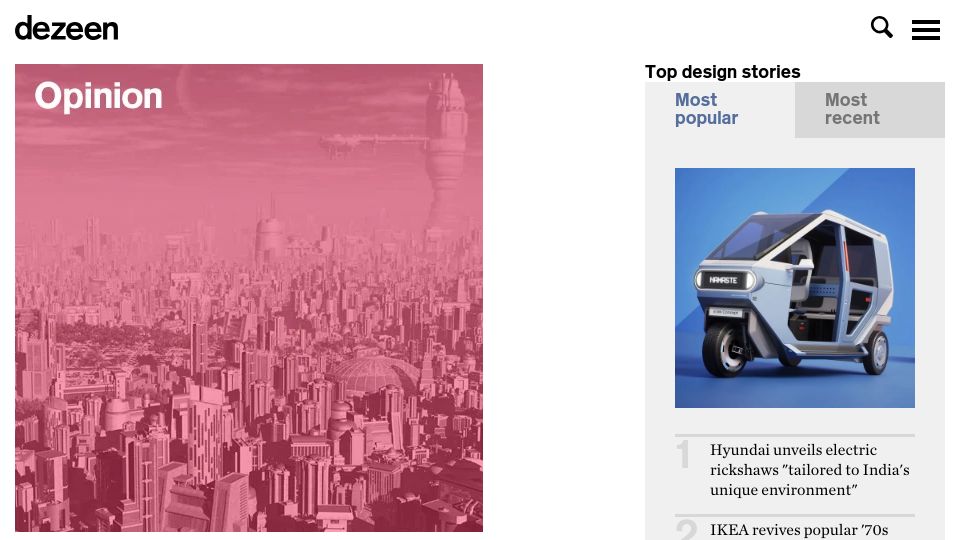 Screenshot of dezeen.com: Anything threatening to be a subculture is commodified before it can walk (2014)