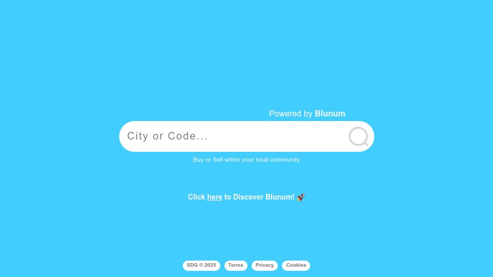 Screenshot of blunum.com: Platform for supporting local sellers and buyers