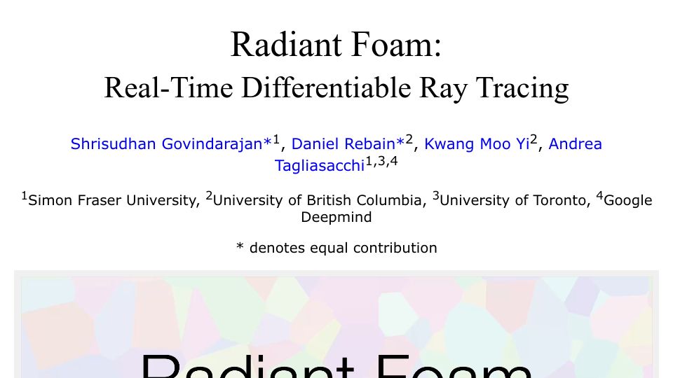 Screenshot of radfoam.github.io: Radiant Foam: Real-Time Differentiable Ray Tracing