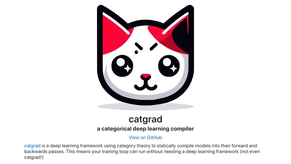 Screenshot of catgrad.com: Catgrad: A categorical deep learning compiler