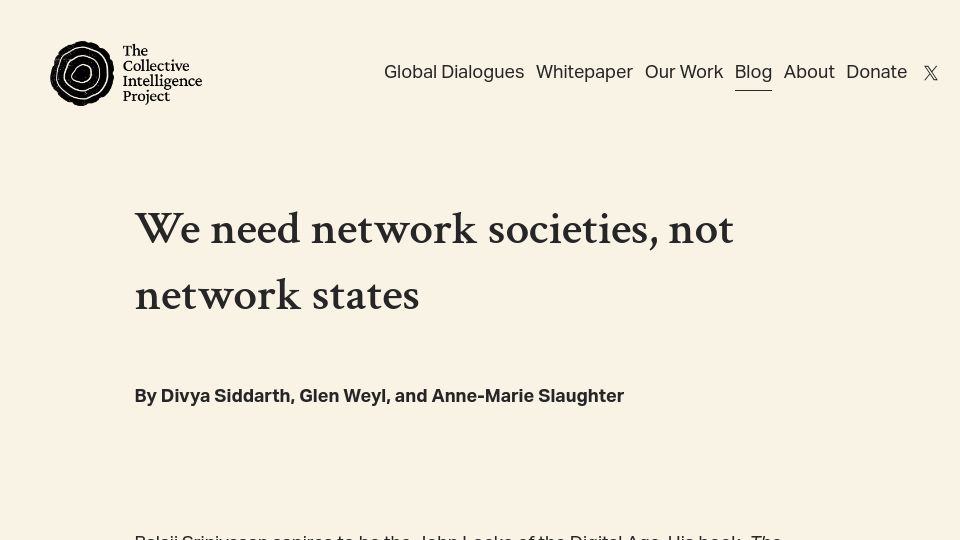 Screenshot of cip.org: We need network societies, not network states (2024)
