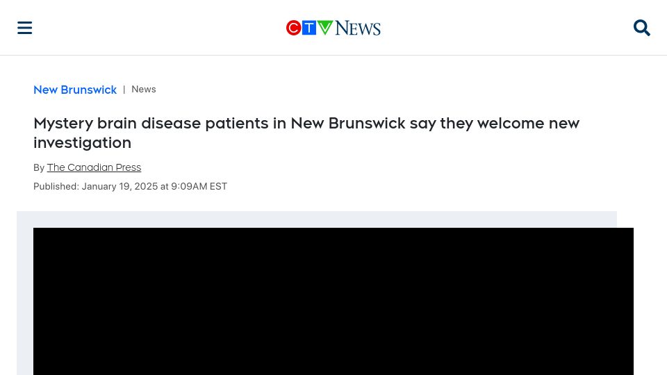 Screenshot of ctvnews.ca: Mystery brain disease patients in New Brunswick say they welcome investigation
