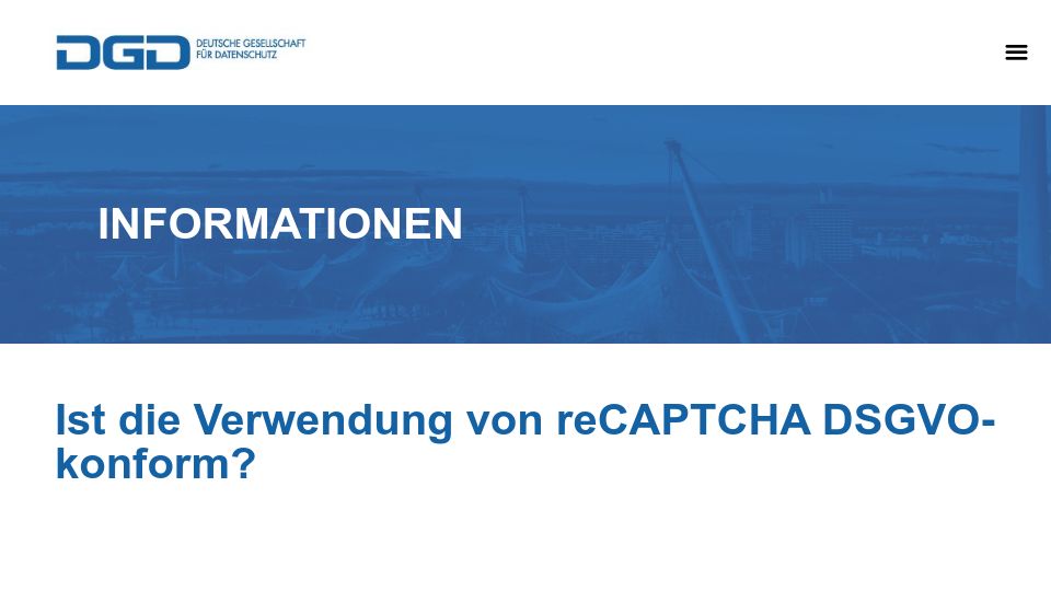 Screenshot of dg-datenschutz.de: Is the use of reCAPTCHA GDPR-compliant?