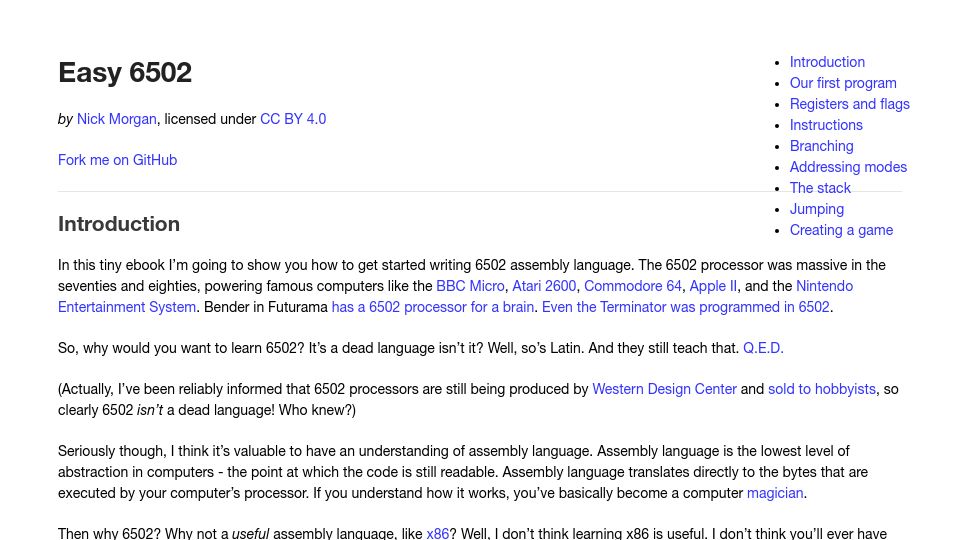 Screenshot of skilldrick.github.io: Easy 6502