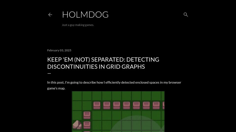 Screenshot of holm.dog: Keep 'em (not) separated: detecting discontinuities in grid graphs
