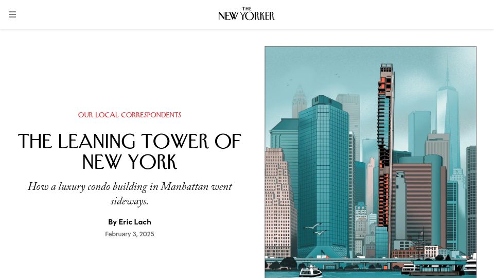 Screenshot of newyorker.com: The Leaning Tower of New York