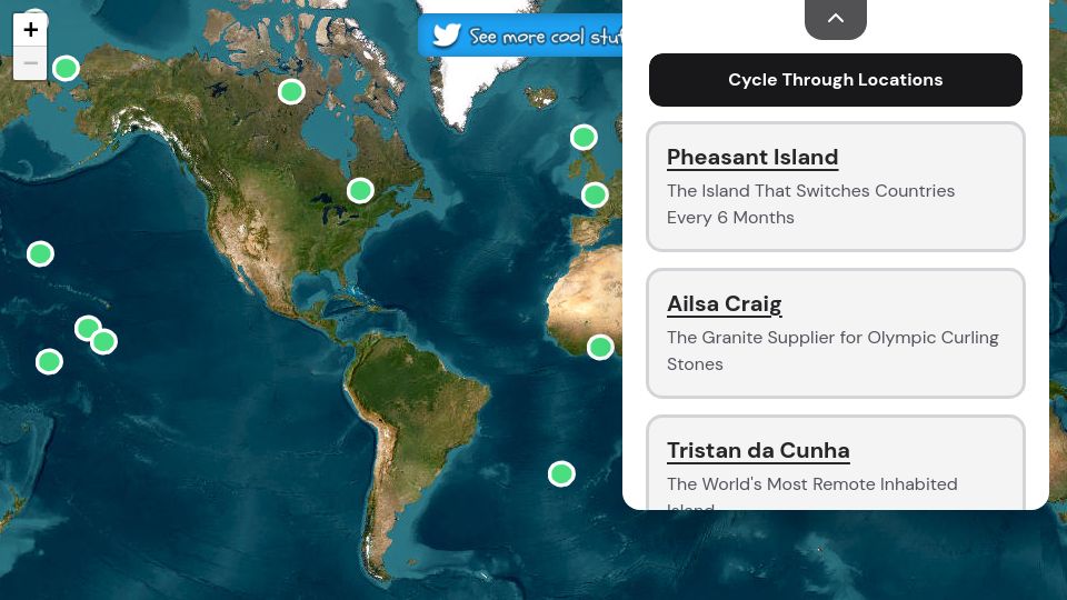 Screenshot of amanvir.com: Obscure islands I find interesting