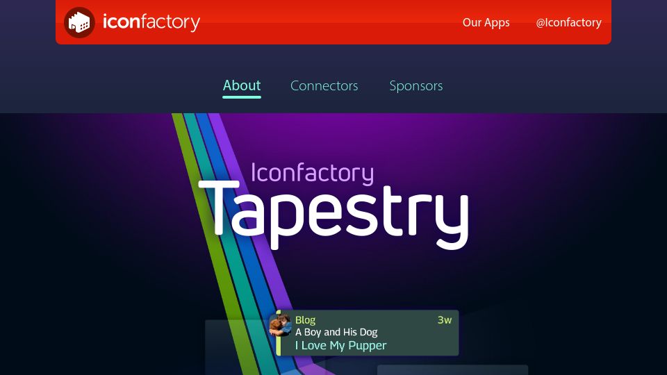 Screenshot of usetapestry.com: Tapestry by Iconfactory