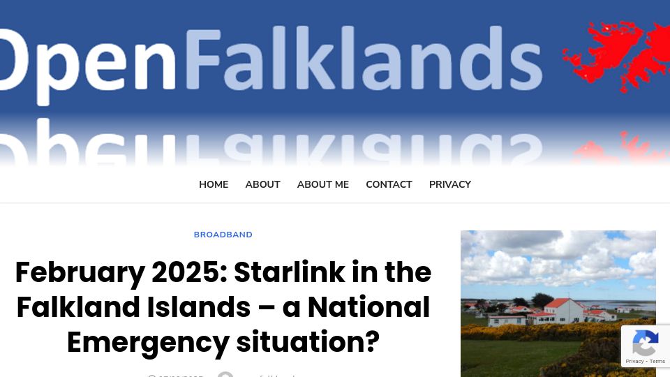 Screenshot of openfalklands.com: Starlink in the Falkland Islands – A national emergency situation?