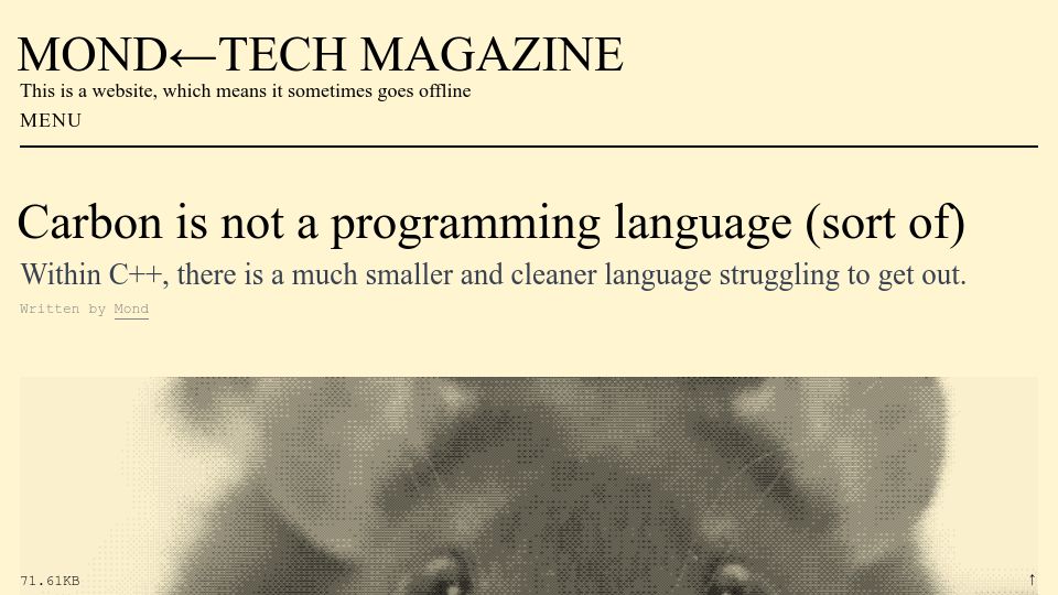 Screenshot of herecomesthemoon.net: Carbon is not a programming language (sort of)