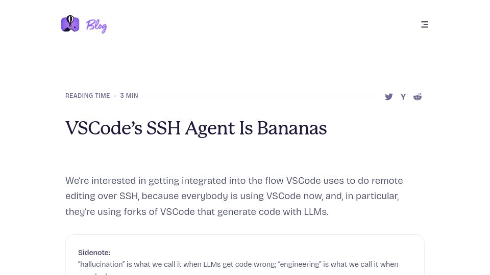 Screenshot of fly.io: VSCode’s SSH agent is bananas