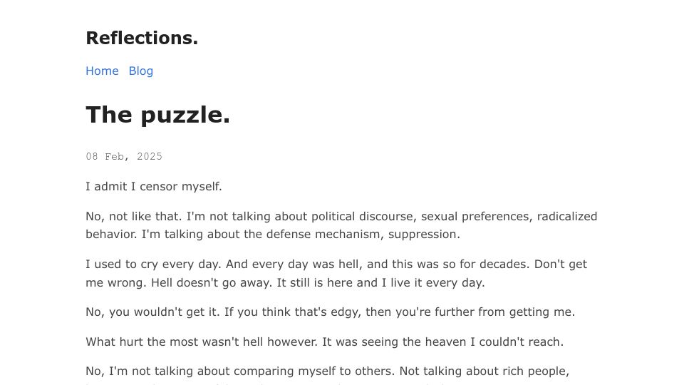 Screenshot of silence.bearblog.dev: The Puzzle