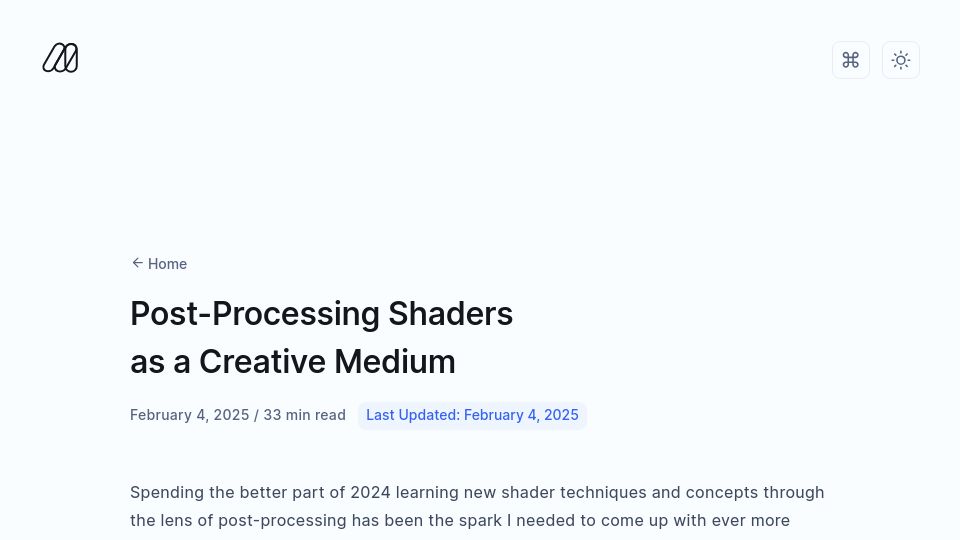 Screenshot of blog.maximeheckel.com: Post-Processing Shaders as a Creative Medium
