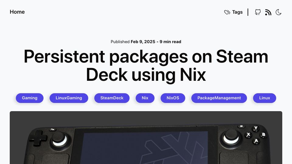 Screenshot of chrastecky.dev: Persistent packages on Steam Deck using Nix
