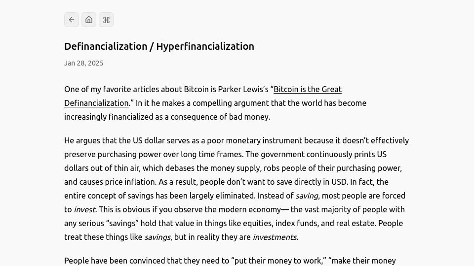 Screenshot of mylessnider.com: Definancialization / Hyperfinancialization