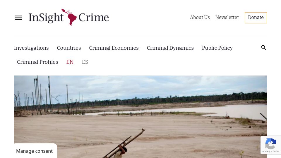 Screenshot of insightcrime.org: Sand trafficking in Latin America