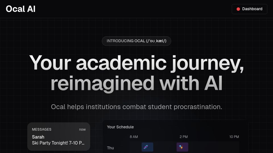 Screenshot of ocal.ai: Show HN: Ocal – AI Calendar That Schedules Assignments for You