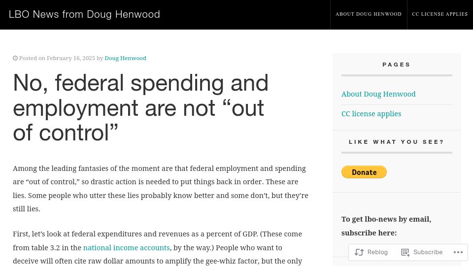 Screenshot of lbo-news.com: Federal spending is stable over time