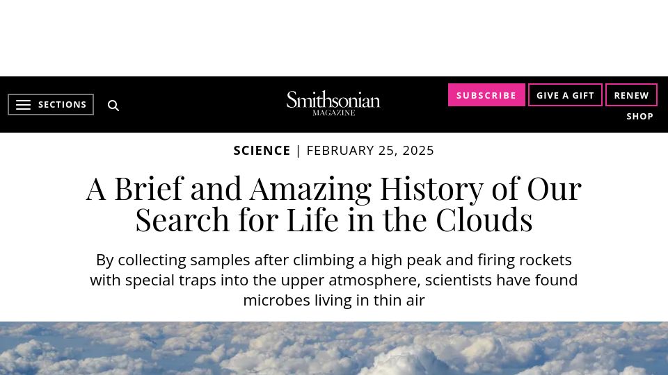 Screenshot of smithsonianmag.com: Our Search for Life in the Clouds