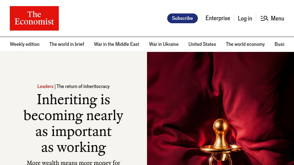 Screenshot of economist.com: Inheriting is becoming nearly as important as working