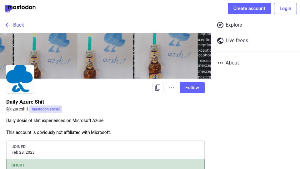 Screenshot of azsh.it: 400 reasons to not use Microsoft Azure