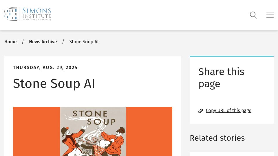 Screenshot of simons.berkeley.edu: Stone Soup AI (2024)