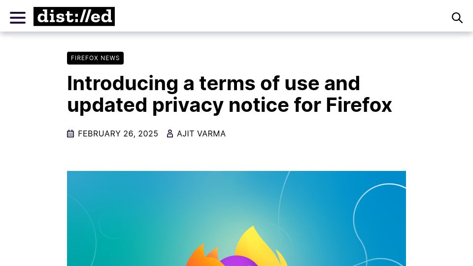 Screenshot of blog.mozilla.org: Introducing a terms of use and updated privacy notice for Firefox