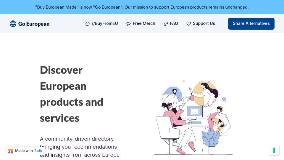 Screenshot of goeuropean.org: Go European: Discover European products and services