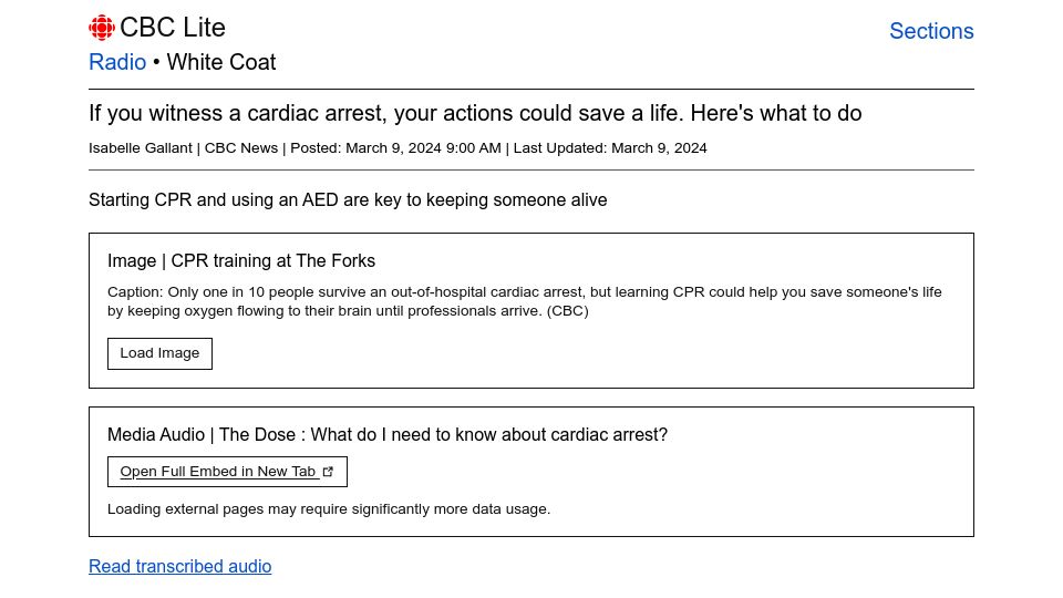 Screenshot of cbc.ca: If you witness a cardiac arrest, here's what to do