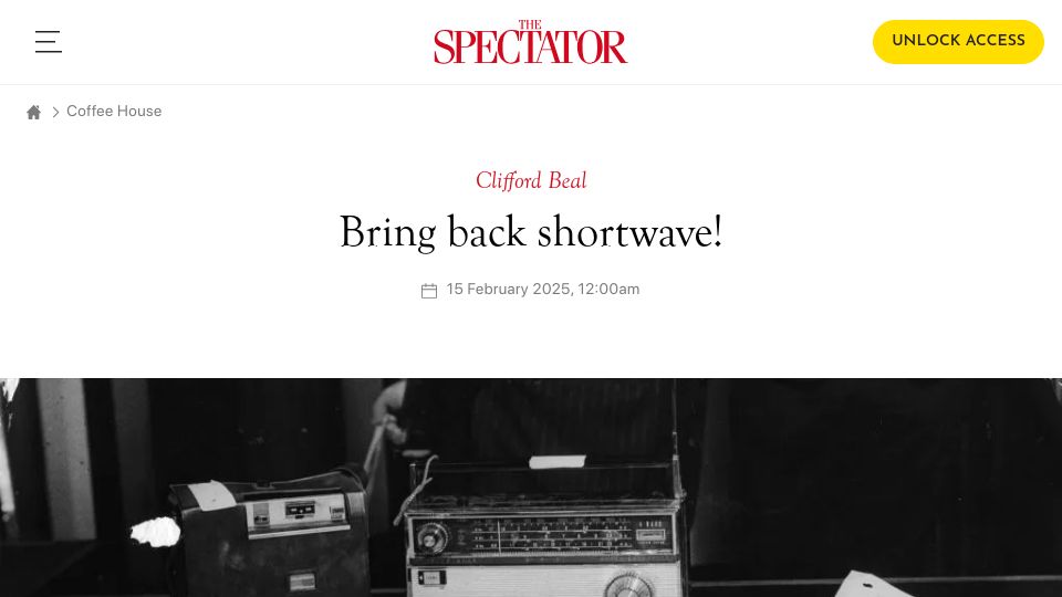 Screenshot of spectator.co.uk: Bring Back Shortwave