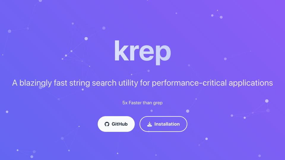 Screenshot of davidesantangelo.github.io: Show HN: Krep a High-Performance String Search Utility Written in C