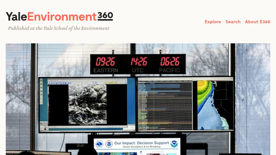 Screenshot of e360.yale.edu: Saving U.S. Climate and Environmental Data Before It Goes Away