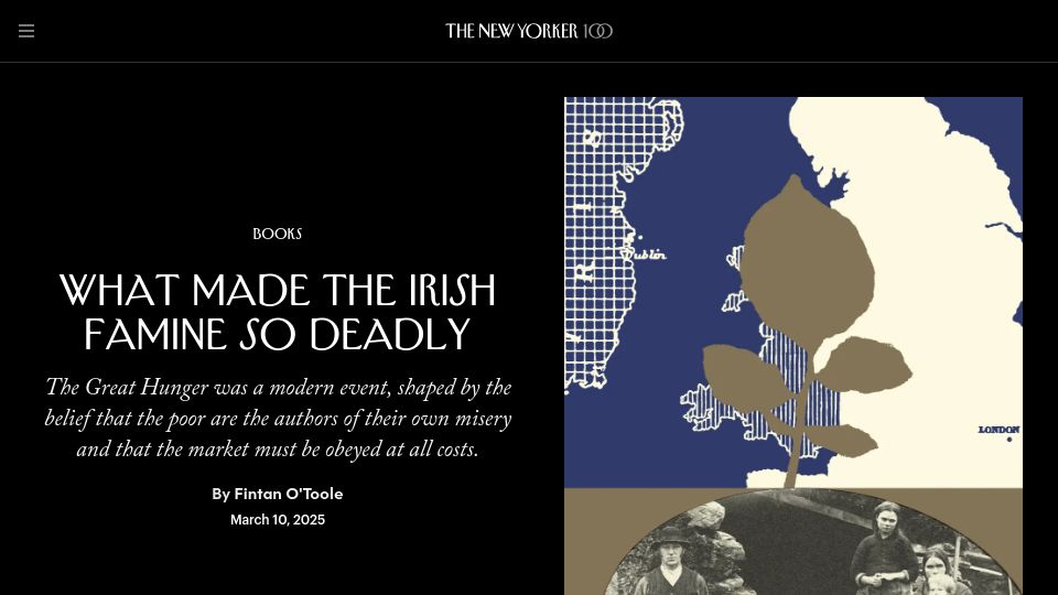 Screenshot of newyorker.com: What made the Irish famine so deadly