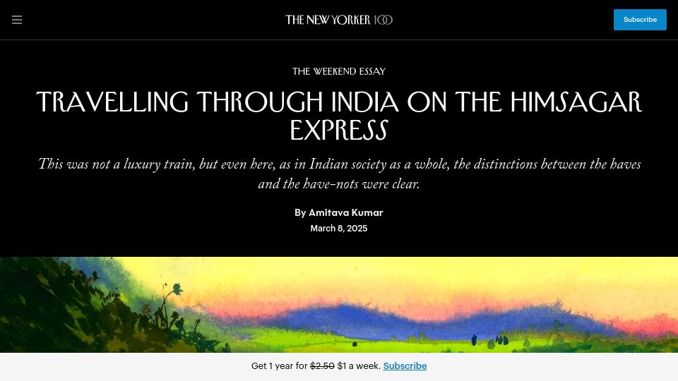 Screenshot of newyorker.com: Traveling Through India on the Himsagar Express
